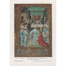 February Bowling Hoops Torch Dance Old Middle Ages PB Calendar Postcard