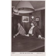 Actress Zena Dare and Pyllis Dare Playing Pool Snooker Billiards Postcard