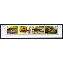 Caribic WWF Crocodile Bottom Strip of 4v with the name 2003 MNH