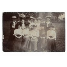 Young Ladies And Children Group Photos, Social History, RP Postcard.