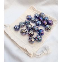GLITTERBOMB 25 Beautiful Glass Marbles, Rainbow Speckles, 16mm with Cotton Pouch