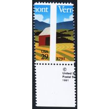 2533, MNH Vermont 29¢ Perfs Shifted Freaky Error * Stuart Katz
