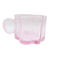 Pink Glass Fluted Mug 7 CM Flower Shaped Cold Drinks Only Gift Tableware