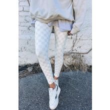 Gray Checkered Pattern High Waist Skinny Leggings