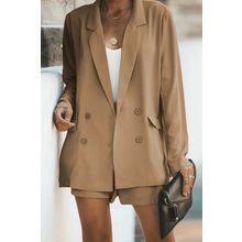 Longline Blazer and Shorts Set with Pockets
