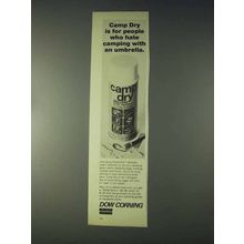 1970 Dow Corning Camp Dry Silicone Water Repellent Ad