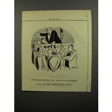 1952 American Airlines Ad - cartoon by Barney Tobey - Vote