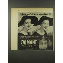 1956 Coty L'Aimant Perfume Ad - Which girl is more beautiful?