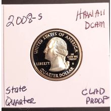 1-2008 S ( CLAD PROOF/ DCAM ) HAWAII STATEHOOD QUARTER.