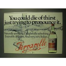 1980 Ferrarelle Mineral Water Ad - You Coud Die of Thirst Trying to Pronounce It