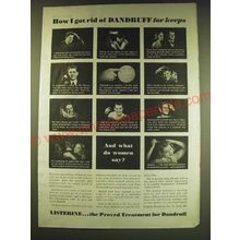 1938 Listerine Antiseptic Ad - How I got rid of Dandruff for Keeps