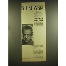 1937 100 Men and a Girl Movie Advertisement - Leopold Stokowsk