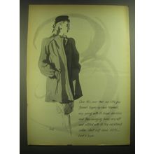 1945 Lord & Taylor Vera Maxwell Coat Advertisement - art by Helen Hall