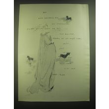 1945 Lord & Taylor Iris Poodle Print Gown Ad - Art by De La Reguera