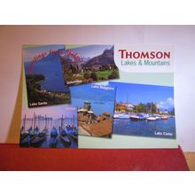 multiview, LAKES AND MOUNTAINS, ITALY unused postcard dated 2001 THOMSON HOLS. #
