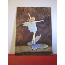 THE BUTTERFLY FERRY painting by Ida Rentoul Outhwaite unused postcard art =