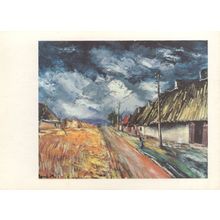Vlaminck Thatched Cottage Painting Postcard