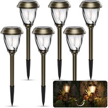 XMCOSY+ Solar Pathway Lights Outdoor, 10/25 LM in 2 Lighting Modes, Glass Stainl