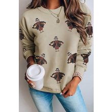Parchment Shimmering Turkey Pattern Thanksgiving Holiday Sweatshirt