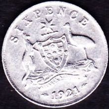 1921 Australia 1 Sixpence coin