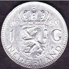 1966 Netherlands 1 Gulden Silver Coin