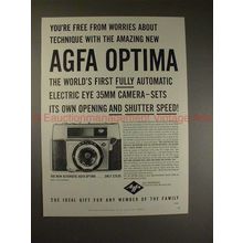 1959 Agfa Optima Camera Ad - Free From Worries, NICE!