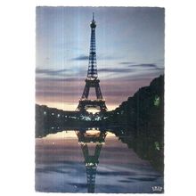 EIFFEL TOWER & REFLECTION , PARIS, FRANCE unused vintage postcard #