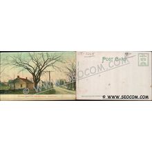 CT Norwalk Postcard Old School House Built 1826 East Avenue Street Scene w~2265