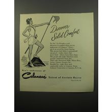 1950 Celanese Tricot Men's Underwear Ad - Discover solid comfort