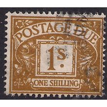 GB 1960 QE2 1/-d Ochre Postage Due Used SG D64 Wmk 179 ( E262 )