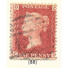 1d PENNY RED QV GB PLATE NUMBERS USED PL No 88
