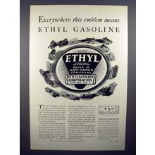 1930 Ethyl Gasoline Gas Ad - Everywhere this Emblem