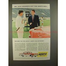 1957 Hertz Rent A Car Ad w/ Tennis Star Jack Kramer!!