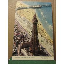 BLACKPOOL TOWER from air , LANCASHIRE. used postcard by Saidman Bros 1972 pm =
