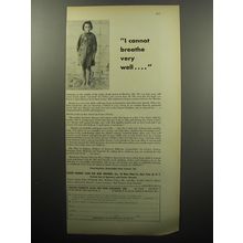 1951 Foster Parents' Plan for War Children Ad - I cannot breathe very well