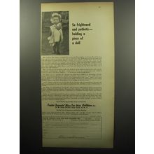 1951 Foster Parents' Plan for War Children Ad - So frightened and pathetic