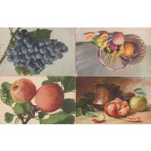 Orange Segments Mandarin Grapes 4x Old Fruit Postcard s
