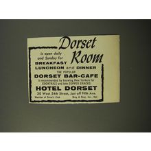 1954 Hotel Dorset Ad - Dorset Room is open daily and Sunday for Breakfast