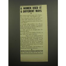 1955 United States Plywood Weldwood Flexwood Ad - 6 women used it 6 ways