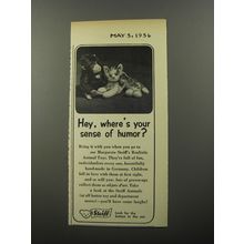1956 Steiff Animal Toys Ad - Hey, where's your sense of humor?