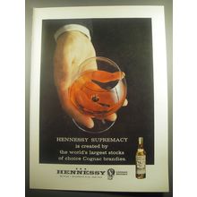 1959 Hennessy Cognac Ad - supremacy is created by the world's largest stocks