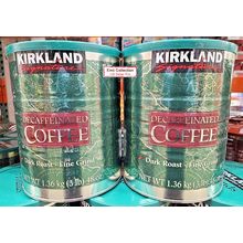 Kirkland Decaffeinated Coffee Dark Roast Fine Grind 48oz 1.36kg (2 Cans)