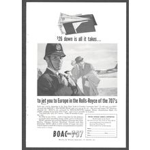 B O A C ROLLS-ROYCE 707 New York to London : Original Vintage 1960 Advert