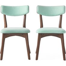 Christopher Knight Home Chazz Mid-Century Fabric Dining Chairs with Natural Waln