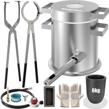 Nelyrho 6KG Propane Melting Furnace Kit with Two Crucible Tongs, Full Stainless
