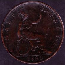 1888 Great Britain 1 Half Penny Coin