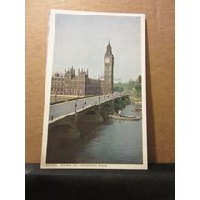 BIG BEN & WESTMINSTER BRIDGE, LONDON unused postcard =