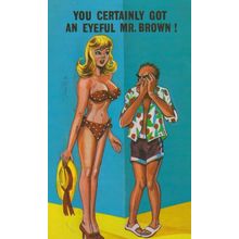 Mr Brown Peeping Tom Comic Humour Postcard