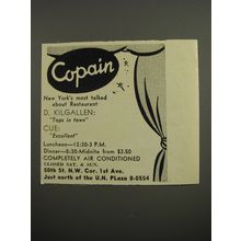 1953 Copain Restaurant Ad - New York's Most talked about Restaurant