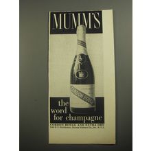 1956 Mumm's Cordon Rouge Champagne Ad - Mumm's the word for Champagne